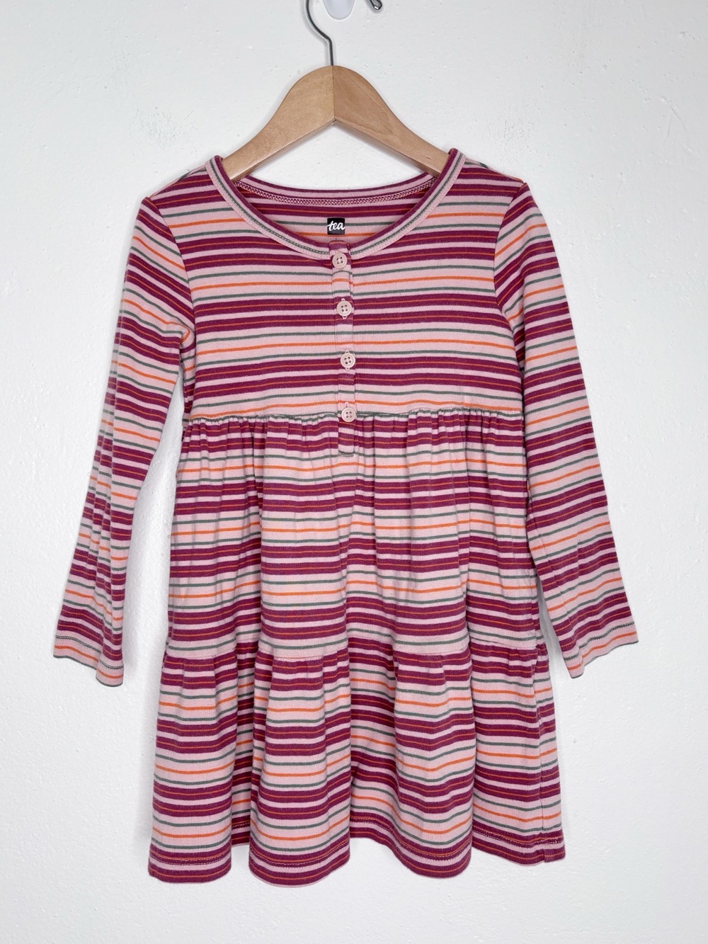 Tea Collection Stripe Long Sleeve Button Top Dress Size 5